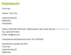 Impressum auch für eBay Verkäufer